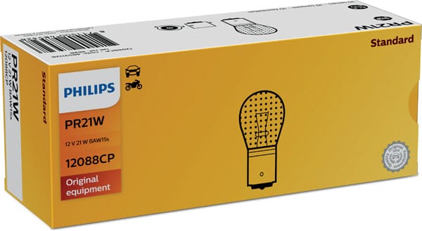 Автолампа 21W PHILIPS 12088CP — PR21W  12V 21W BAW15S / STANDARD / КРАТН. X10 PHILIPS