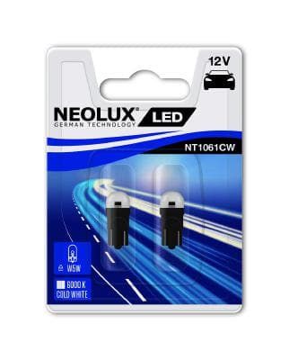 Автолампа світлодіодна NEOLUX® NT1061CW-02B — W5W  LED 12V 0.5W 6000K W2,1X9,5D / ХОЛОДНЕ БІЛЕ СВІТЛО / 2ШТ. BLISTER NEOLUX®