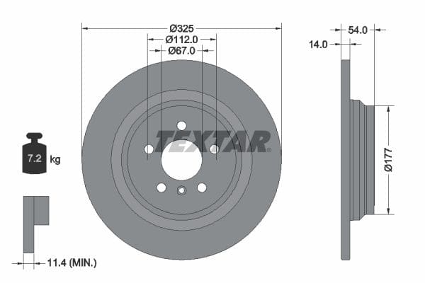 Диск гальмівний (задній) MB M-class (W166) 11-15/GLE (W166) 15- (325x14) PRO+ TEXTAR