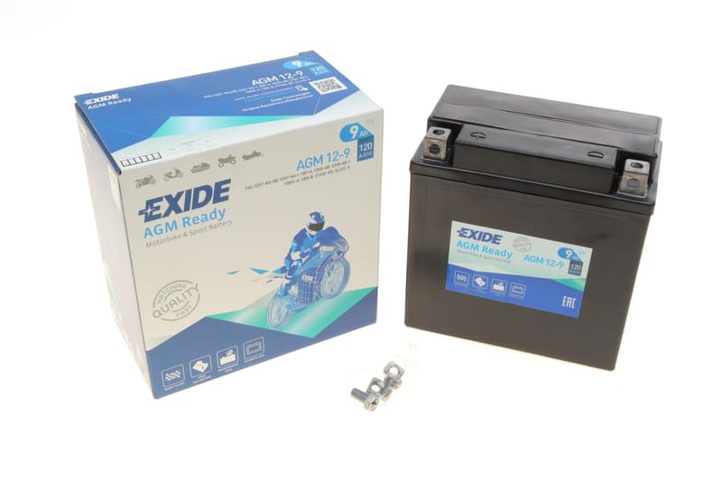 Акумуляторна батарея 9Ah/120A (135x75x139/+L/B0) (AGM) (мото) EXIDE