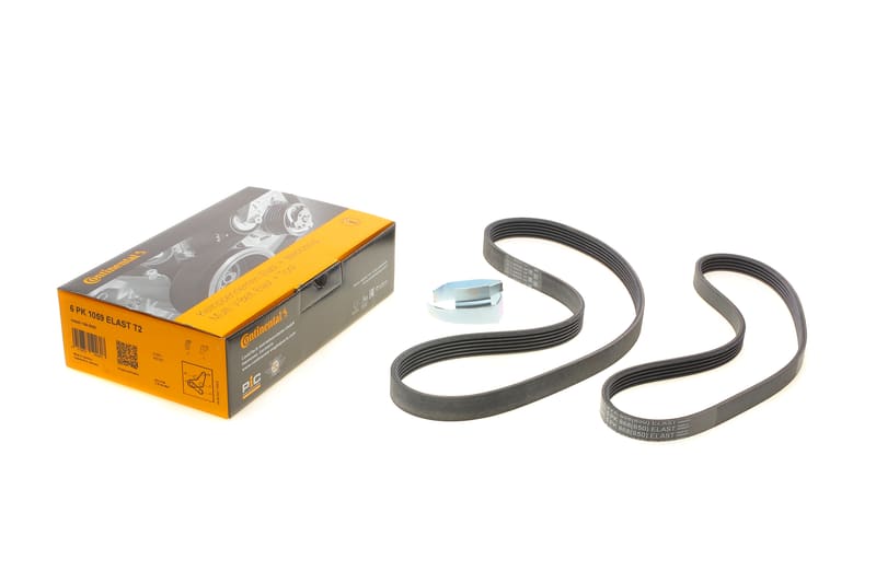 Ремінь генератора Ford Focus 1.4/1.6i 03-/Volvo C30/S40/V50 1.6 05-12 (6PK1059 ELAST+5PK868 ELAST) (к-кт 2шт) CONTINENTAL