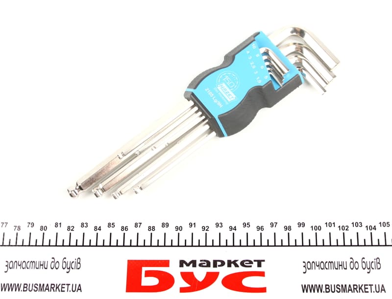 Набір ключів Г-под. Hex з круглим кінцем 1,5-10 мм (0.441 кг) HAZET