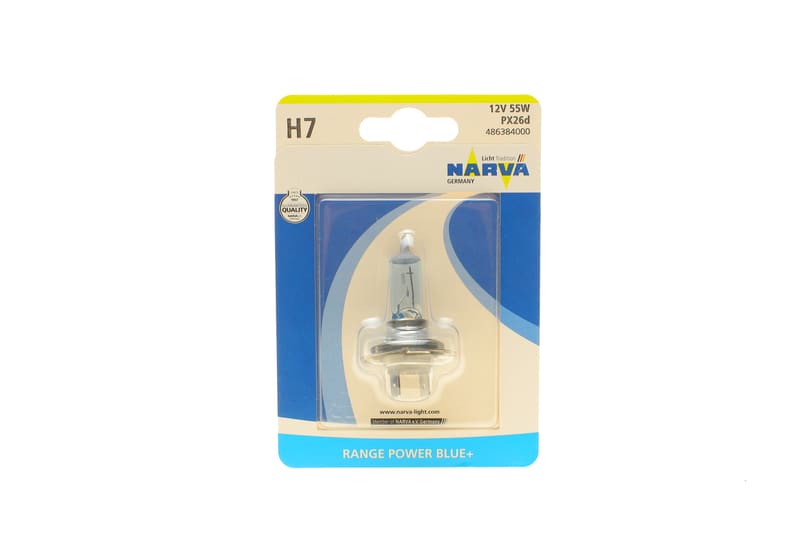 Автолампа H7 12V 55W PX26d Range Power Blue+ (3700K) (блістер/1шт) NARVA