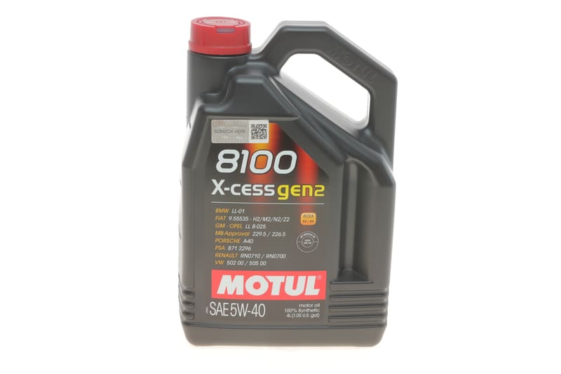 Масло 5W40 X-cess 8100 gen2 (4L) (VW 502 00/505 00/MB 229.5/LL-01/RN0710-0700/B71 2296) 109775 MOTUL