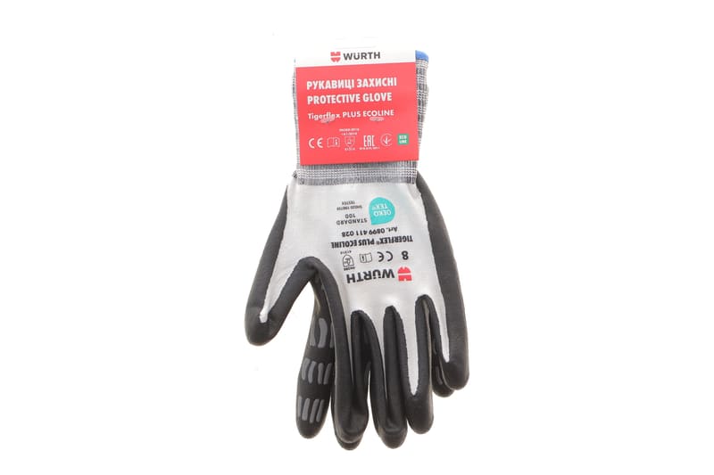 Рукавиці з нітриловим покриттям (M) TIGERFLEX PLUS ECOLINE WURTH