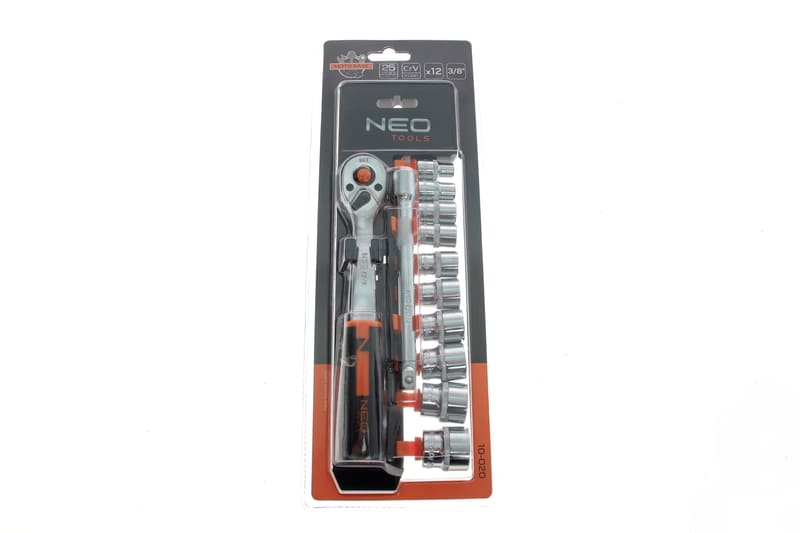 Набір торцевих головок з тріскачкою 3/8" 12 од. (хромовані) NEO TOOLS