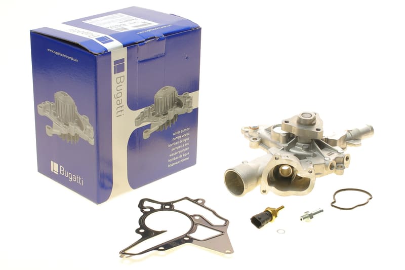 Помпа води Opel Astra G/H/Corsa C/D 1.2 16V/1.4 00-14/Combo 1.4 16V 05- (B/B) (8лоп) (с датчиком t) BUGATTI