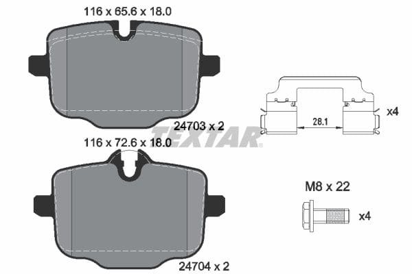 Колодки гальмівні (задні) BMW 5 (F10/F11/F18)/6 (F12/F13) 09- (TRW) Q+ TEXTAR