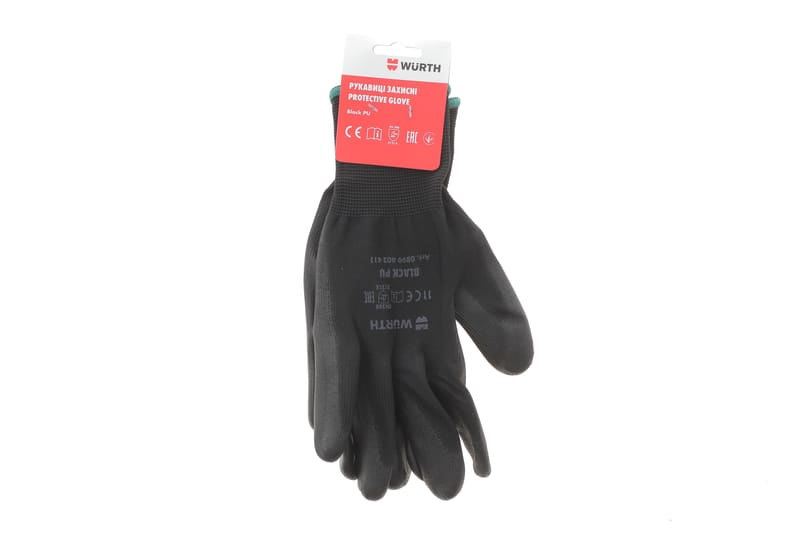 Перчатки с полиуретановым покрытием (XXL) Black PU RED LINE WURTH