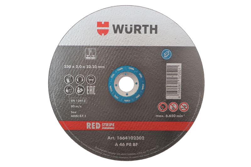 Круг отрезной 230x2,0x22,23 мм RED STRIPE WURTH