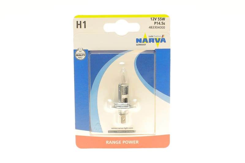 Автолампа H1 12V 55W P14.5s Range Power (+ 30%) (blister/1шт) NARVA