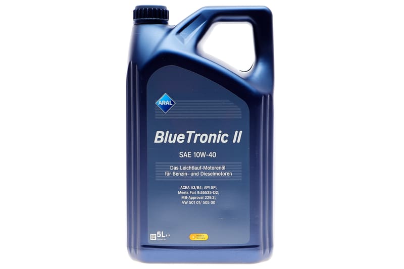 Масло 10W40 Blue Tronic II (5L) (ACEA A3/B4; API SP) (VW 505 00/VW 501 01/MB 229.3) ARAL