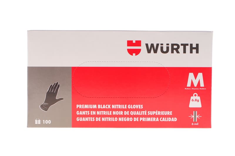 Рукавиці нітрилові (M) (чорні) WURTH