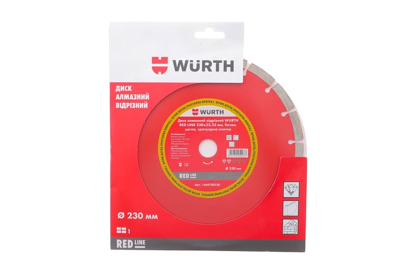Круг отрезной алмазный 230x2x22,23 мм RED LINE WURTH