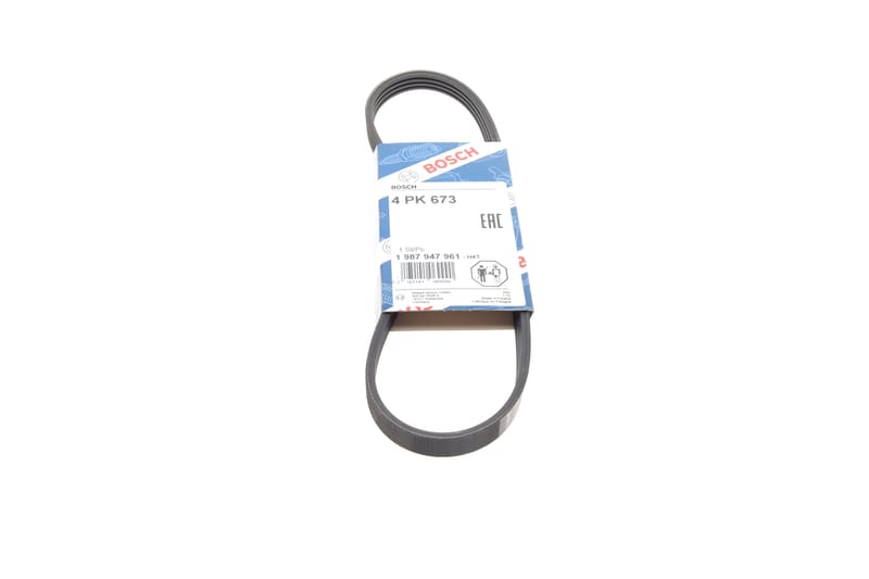 Ремінь генератора Hyundai i10/i20/i30 1.1/1.6CRDi 08-13/Fiat Doblo/Punto/Stilo 1.2/1.4 01- (4PK673) BOSCH