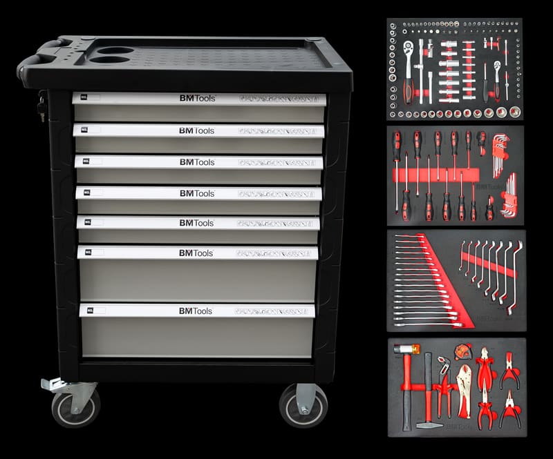 Візок з інструментами 7 секцій 172 од. (сірий) (65 кг) BM TOOLS