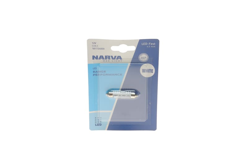 Автолампа 12V 0,6W SV8.5 (9.8x43mm) Festoon (LED) (blister/1шт) (6000K) NARVA