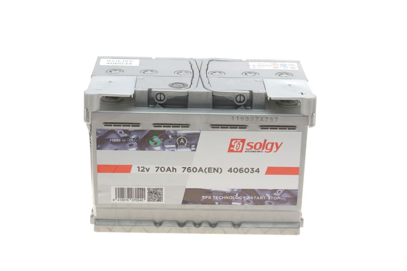 Акумуляторна батарея 70Ah/760A (278x175x190/+R/B13) (Start-Stop EFB) (20.229 кг) SOLGY