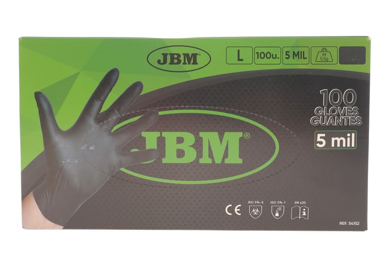 Рукавиці нітрилові (L) 100 шт. 5 mil (чорні) JBM