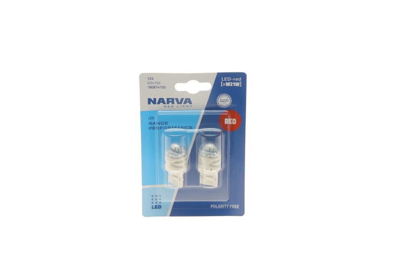 Автолампа W21W 12V 1.73W W3x16d LED (червона) (К-кт 2 шт.) NARVA