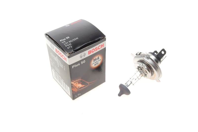 Автолампа H4 12V 60/55W P43t Plus 50 BOSCH