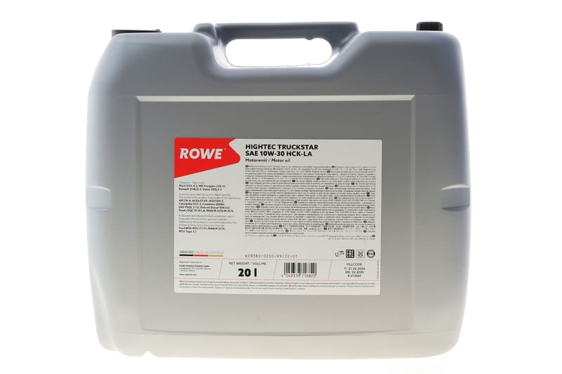 Олива 10W30 HIGHTEC TRUCKSTAR HCK-LA (20L) (MB 228.31/MAN 3775/DEUTZ DQC III-LA/WSS-M2C171-F1) ROWE