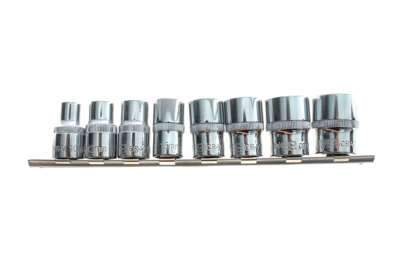 Набор головок SPLINE 1/2" 10-24 мм 8 ед. на планке (мультипрофиль,хромированные) NEO TOOLS