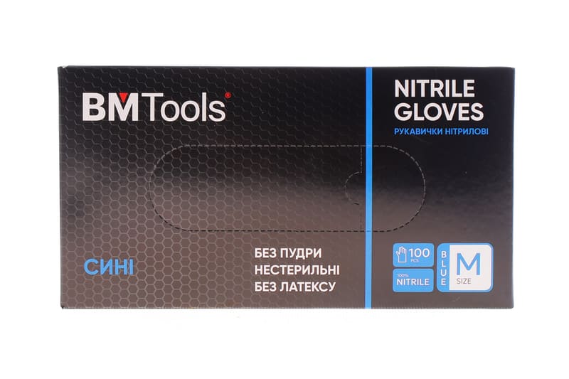 Перчатки нитриловые (M) 100 шт. (синие) (3,5 г) BM TOOLS