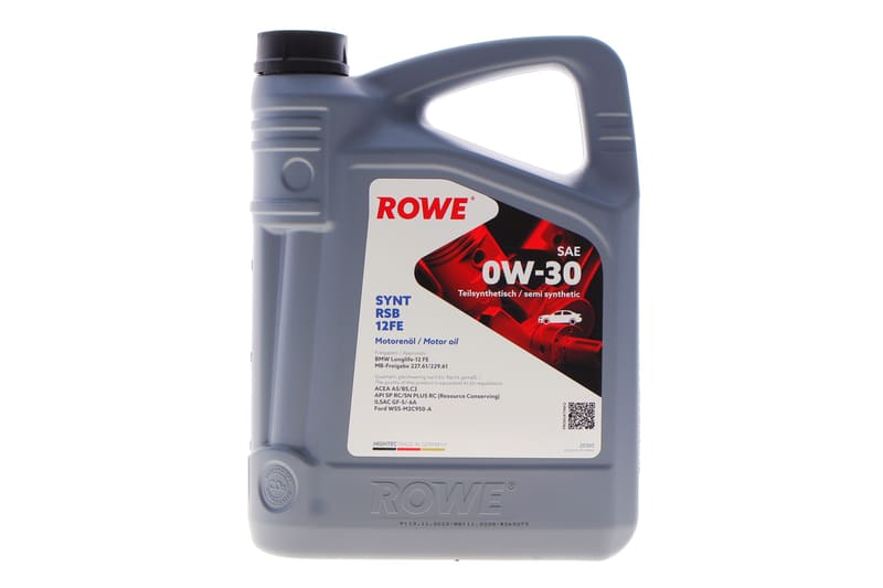 Масло 0W30 HIGHTEC SYNT RSB 12FE (4L) (BMW LL-12 FE/MB 227.61/229.61) (ACEA A5/B5,C2) (API SP RC) ROWE
