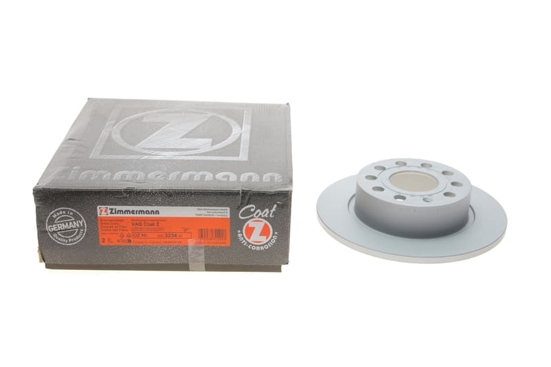 Диск гальмівний (задній) Audi A3//VW Caddy III 04-15/Skoda Octavia III/IV 03- (253x10)(з покриттям) ZIMMERMANN