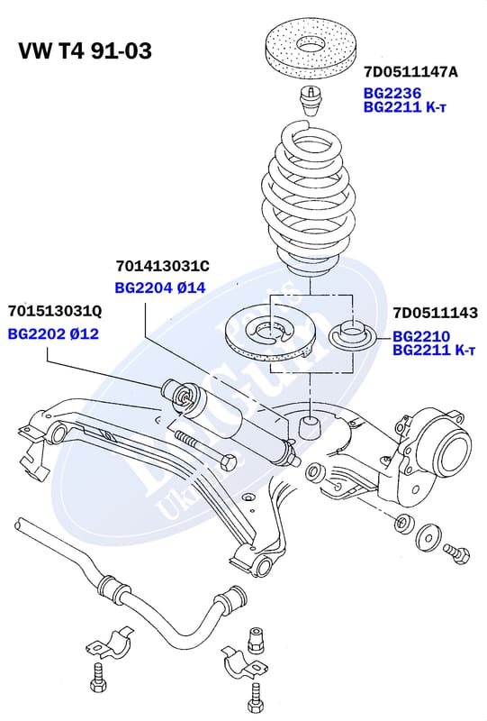Проставка пружины (задней/нижняя) VW Т4 91-03  BELGUM PARTS
