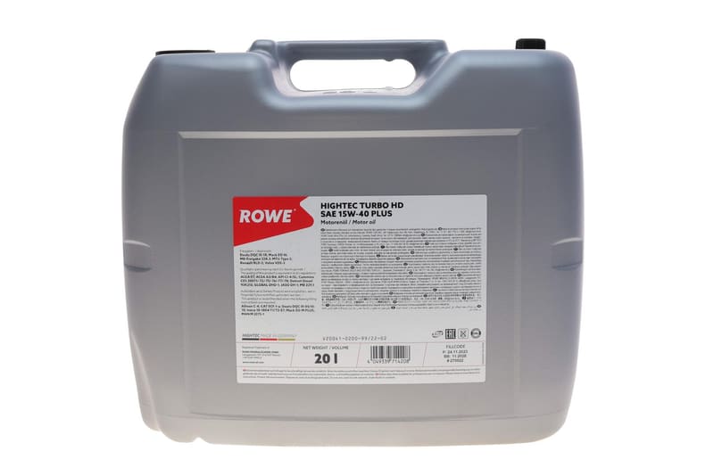 Олива 15W40 HIGHTEC TURBO HD PLUS (20L) (MB 228.3/MAN M 3275-1/Renault RLD-2/Volvo VDS-3) ROWE