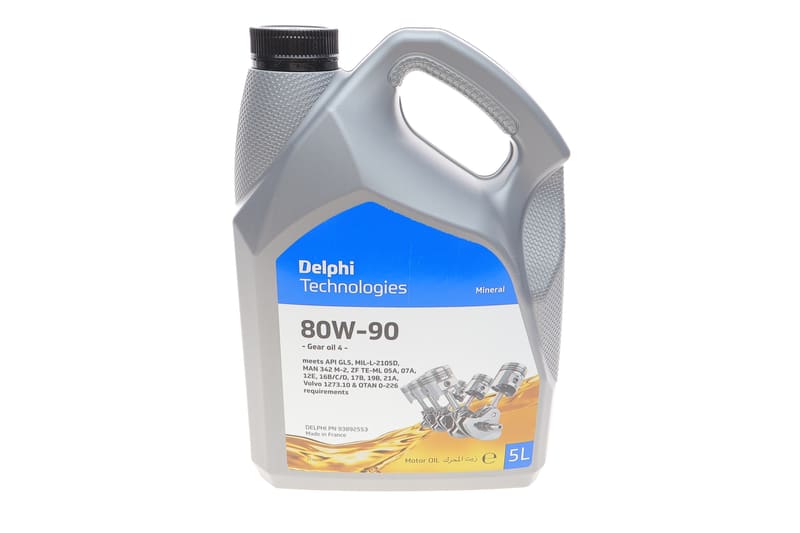 Масло трансмиссионное 80W90 Delphi Gear Oil 4 (5L) (GL5/MIL-L-2105D/MAN 342 M-2/Volvo 1273.10) DELPHI