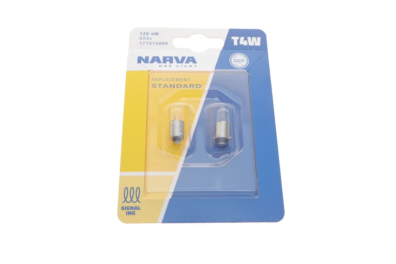 Автолампа T4W 12V 4W BA9s Standard (blister/к-кт 2 шт) NARVA