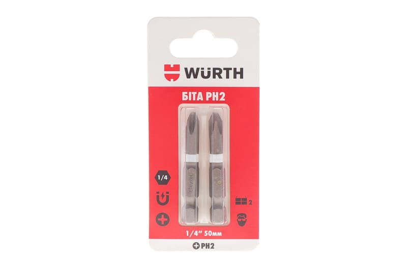 Біта 1/4" PH2 x 50mm 2 ед. WURTH