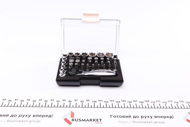 Набор инструмента комбинированный 1/4" (головки, биты) 37 ед. JBM