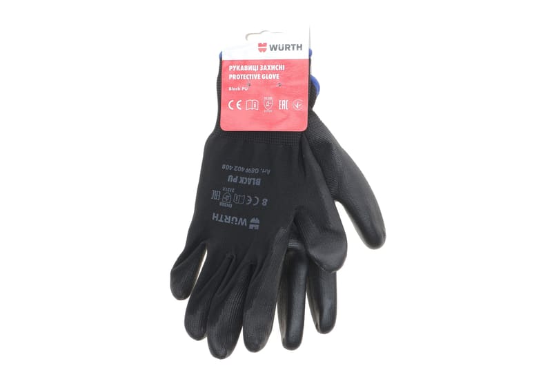 Перчатки с полиуретановым покрытием (M) Black PU WURTH