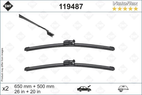 Щітки склоочисника (650/500 мм) BMW X3 (G01/F98)/Jaguar E-Pace 17- (Сторона монтажу спереду, Кількість 2) SWF (Valeo)