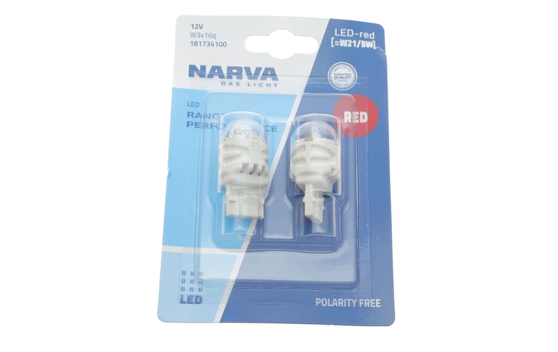 Автолампа W21/5W 12V 1.75/0.65W W3x16q LED (червона) (К-кт 2 шт.) NARVA