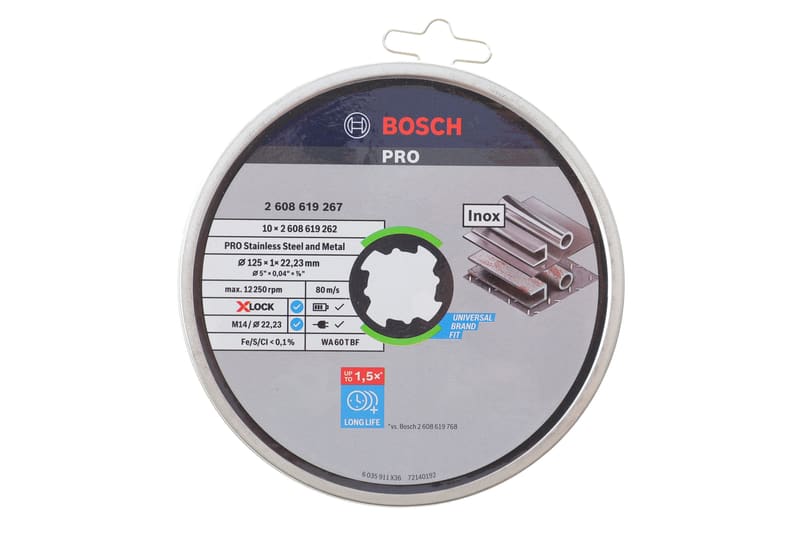 (к-кт 10шт) Круг отрезной 125x1x22,23 мм X-LOCK Standard for Inox BOSCH