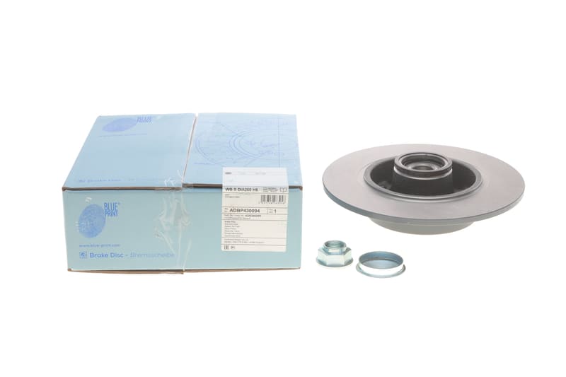 Диск тормозной (задний) Renault Megane IV 15- (260x8) (+ABS) (с подшипником) BLUE PRINT