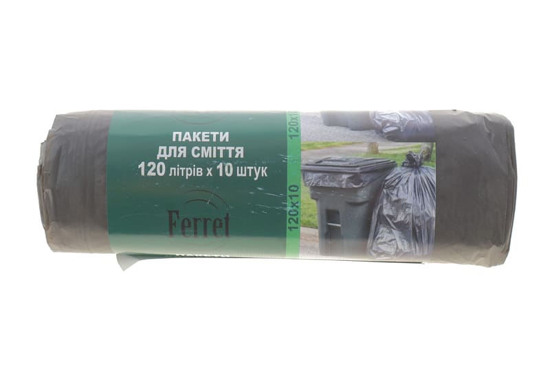 Мішки для сміття 120 л 10 шт (чорні) FERRET