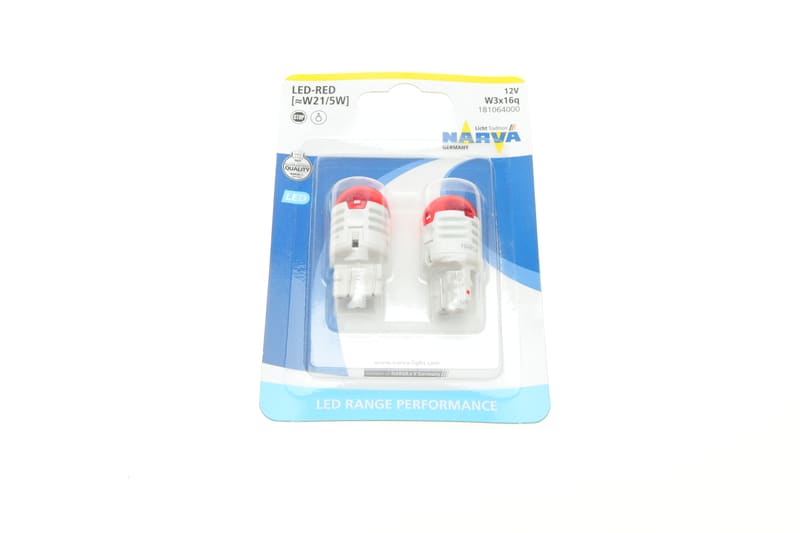 (к-кт 2шт.) Автолампа W21/5W 12V 21/5W W3x16q (LED) (красная) NARVA