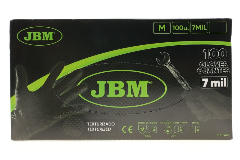 Рукавиці нітрилові (M) 100 шт. 7 mil (чорні Diamond texture) JBM
