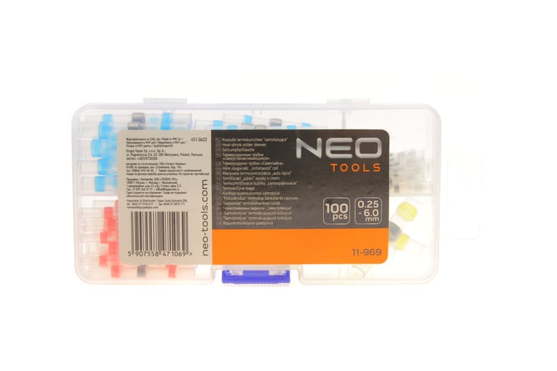 Термоусаджувана трубка (к-кт 100шт) (d=0.25mm-6mm) NEO TOOLS