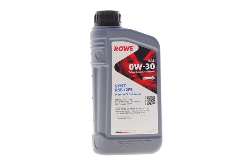 Олива 0W30 HIGHTEC SYNT RSB 12FE (1L) (BMW LL-12 FE/MB 227.61/229.61) (ACEA A5/B5,C2) (API SP RC) ROWE