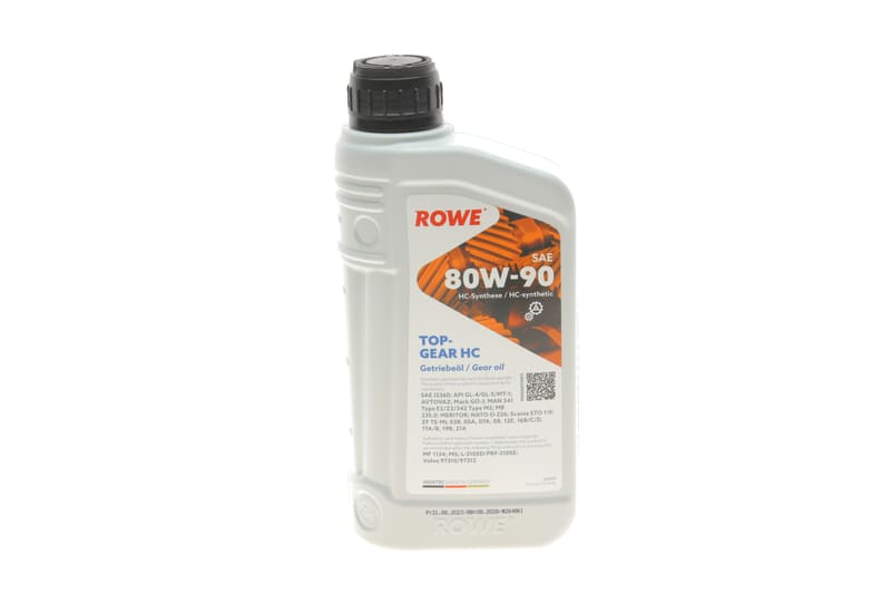 Олива 80W90 HIGHTEC TOPGEAR HC (1L) (MB 235.0/MAN 341 Type E2/ZF TE-ML 02B) (API GL-4/GL-5) (жовтий) ROWE
