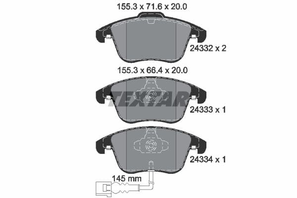Колодки тормозные (передние) VW Tiguan/Sharan 07- (Teves) Q+ (с датчиком) TEXTAR