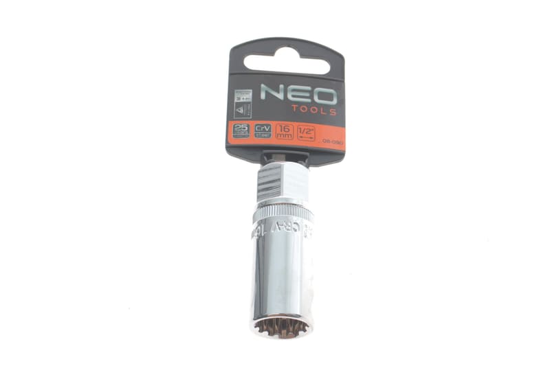 Головка свічкова 1/2" 16 мм (хромована) (0.111 кг) NEO TOOLS
