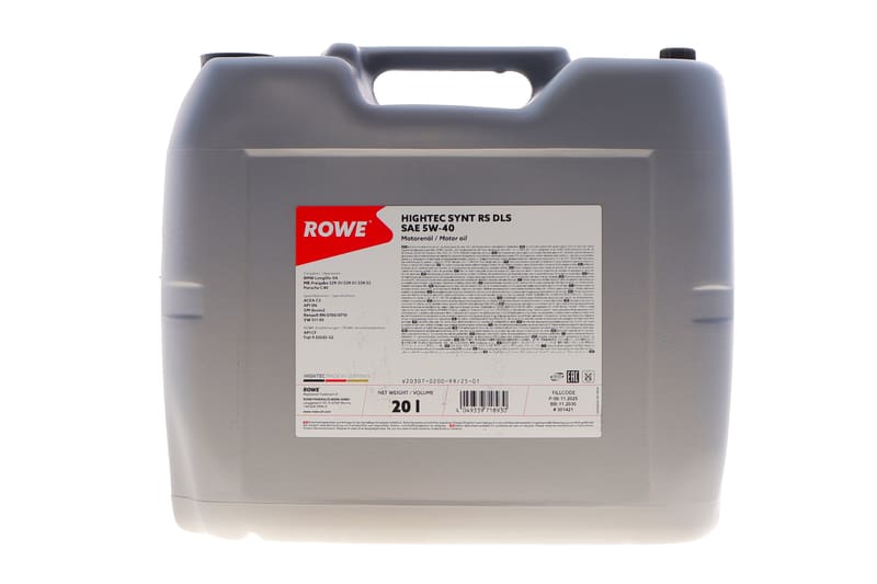 Масло 5W40 HIGHTEC SYNT RS DLS (20L) (LL-04/MB 229.31/229.51/MB 229.52/Porsche C40/VW 511 00) ROWE
